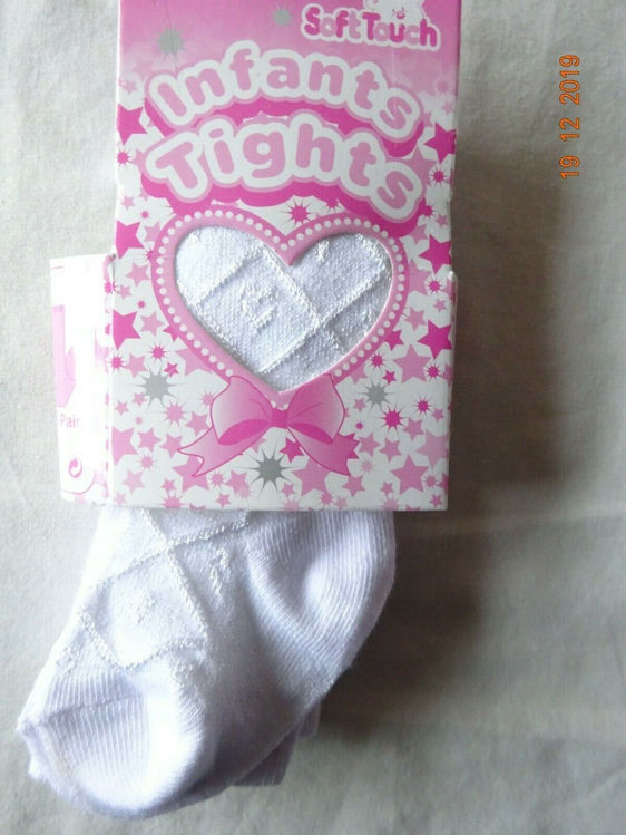 Picture of T35-Baby Girls Pink/WHITE Shiny Tights by Soft Touch